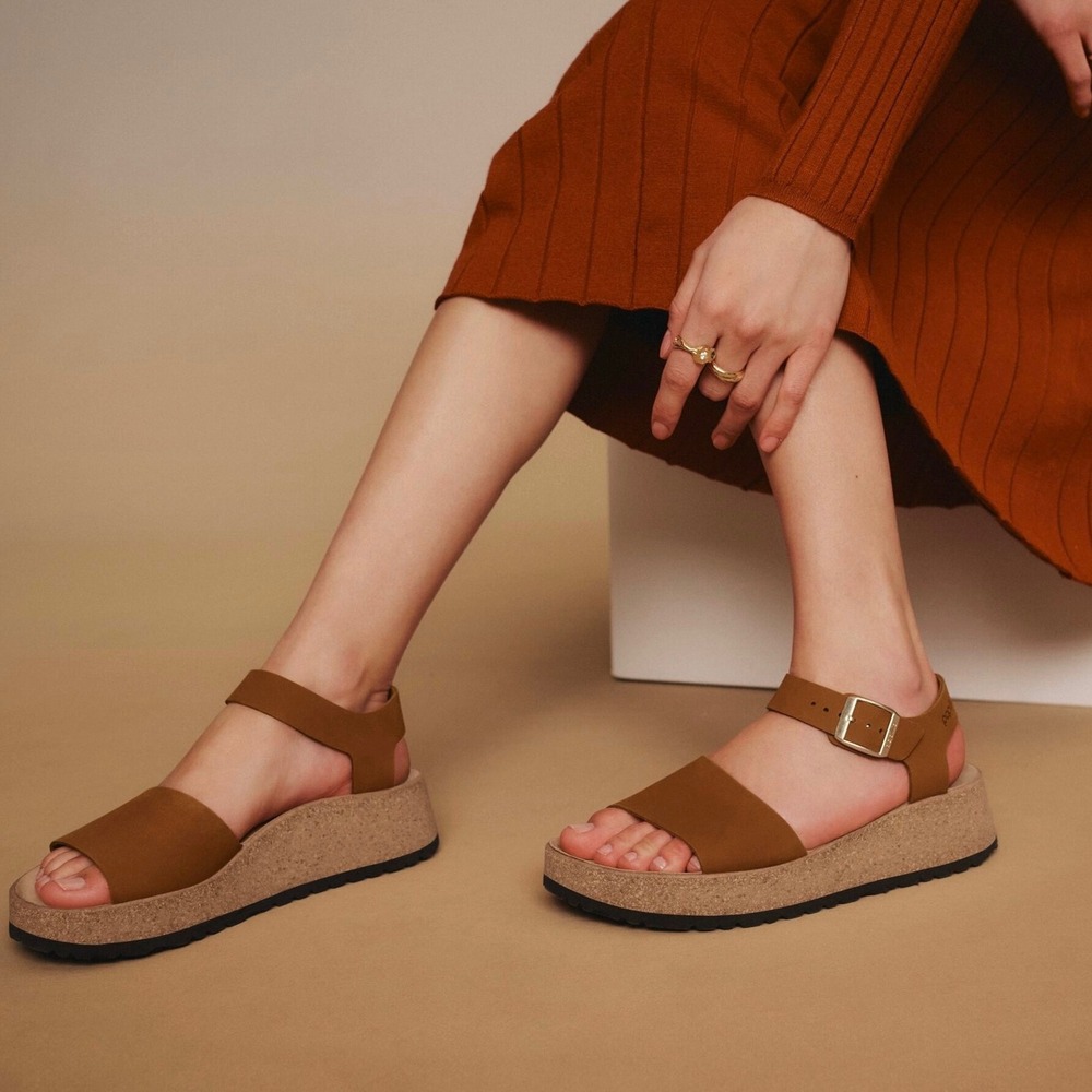 Papillio by Birkenstock‎ Glenda Wedge Nubuck Leather Sandals (EU 40)